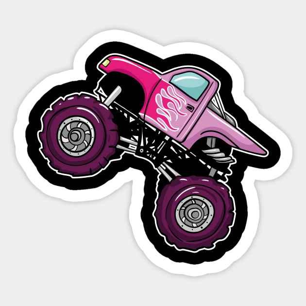 Pink Monster Truck Pink Monster Truck Sticker TeePublic